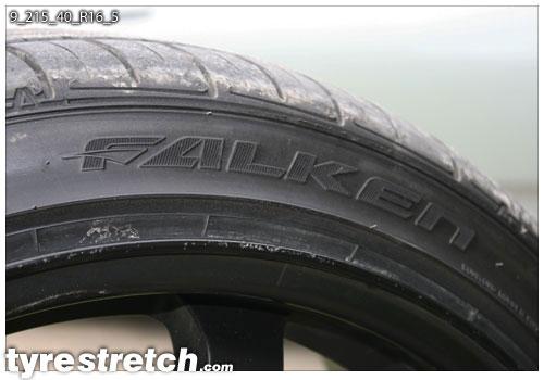 An example of tyre stretch: 215/40 R16 on 9.0J – FALKEN