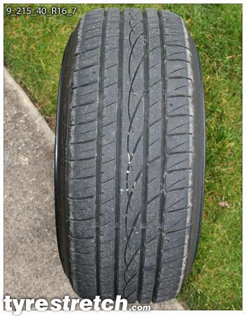 An example of tyre stretch: 215/40 R16 on 9.0J – FALKEN