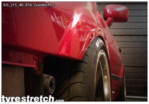 An example of tyre stretch: 215/40 R16 on 9.0J – GOODRICH