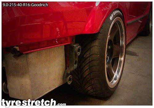 An example of tyre stretch: 215/40 R16 on 9.0J – GOODRICH