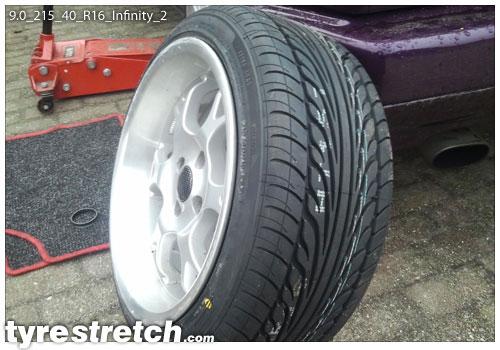 An example of tyre stretch: 215/40 R16 on 9.0J – INFINITY