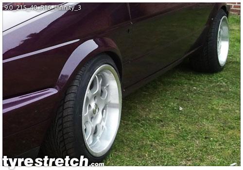 An example of tyre stretch: 215/40 R16 on 9.0J – INFINITY
