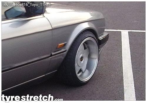 An example of tyre stretch: 215/40 R16 on 9.0J – TOYO