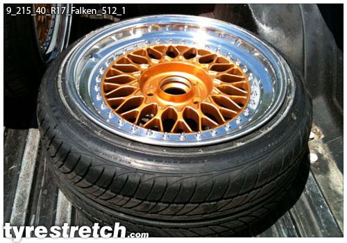 An example of tyre stretch: 215/40 R17 on 9.0J – FALKEN
