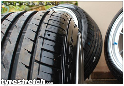 An example of tyre stretch: 215/40 R17 on 9.0J – FALKEN