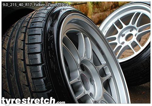 An example of tyre stretch: 215/40 R17 on 9.0J – FALKEN