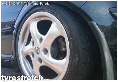An example of tyre stretch: 215/40 R17 on 9.0J – YOKOHAMA