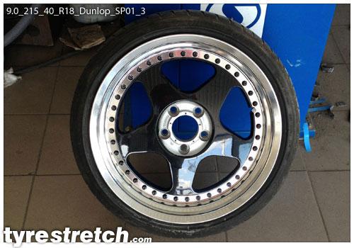 An example of tyre stretch: 215/40 R18 on 9.0J – DUNLOP