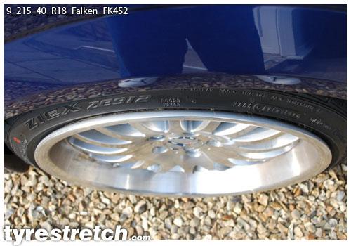 An example of tyre stretch: 215/40 R18 on 9.0J – FALKEN