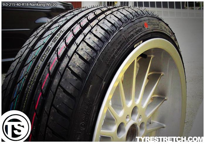 An example of tyre stretch: 215/40 R18 on 9.0J – NANKANG