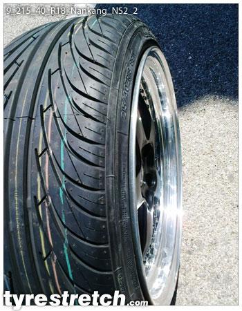An example of tyre stretch: 215/40 R18 on 9.0J – NANKANG