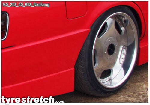 An example of tyre stretch: 215/40 R18 on 9.0J – NANKANG