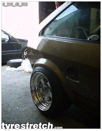 An example of tyre stretch: 215/45 R15 on 9.0J