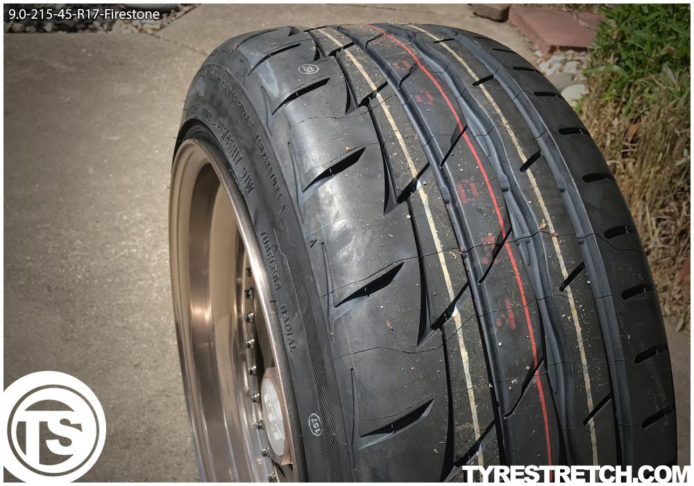 An example of tyre stretch: 215/45 R17 on 9.0J – FIRESTONE