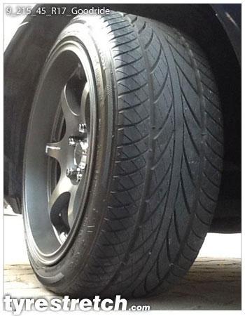 An example of tyre stretch: 215/45 R17 on 9.0J – GOODRIDE