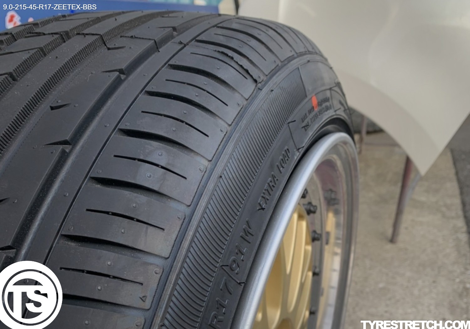 An example of tyre stretch: 215/45 R17 on 9.0J – ZEETEX (BBS)