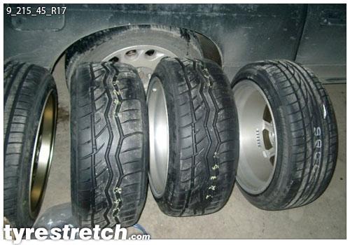 An example of tyre stretch: 215/45 R17 on 9.0J