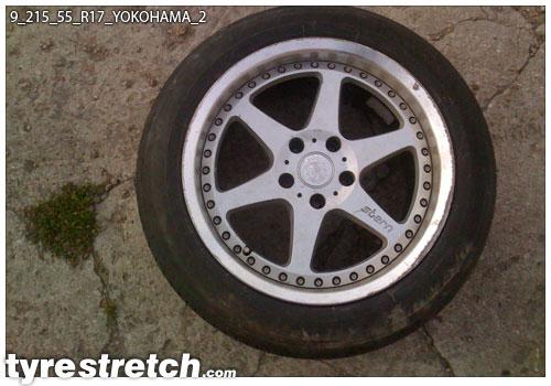 An example of tyre stretch: 215/55 R17 on 9.0J – YOKOHAMA