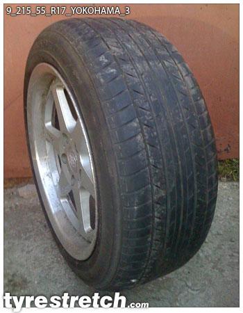An example of tyre stretch: 215/55 R17 on 9.0J – YOKOHAMA