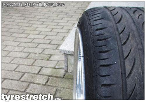 An example of tyre stretch: 225/35 R18 on 9.0J – PIRELLI
