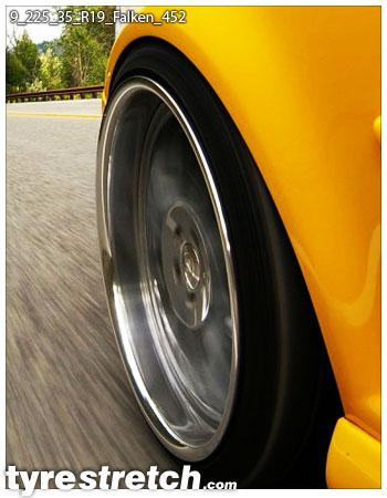 An example of tyre stretch: 225/35 R19 on 9.0J – FALKEN