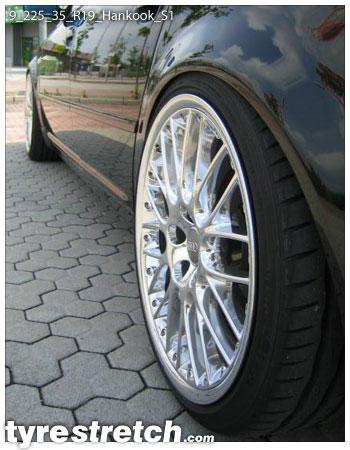 An example of tyre stretch: 225/35 R19 on 9.0J – HANKOOK