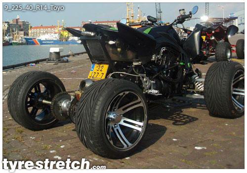 An example of tyre stretch: 225/40 R14 on 9.0J – TOYO