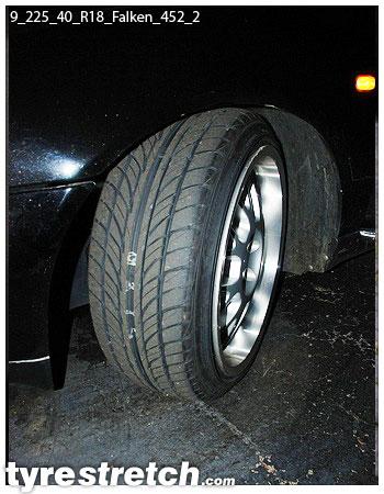 An example of tyre stretch: 225/40 R18 on 9.0J – FALKEN