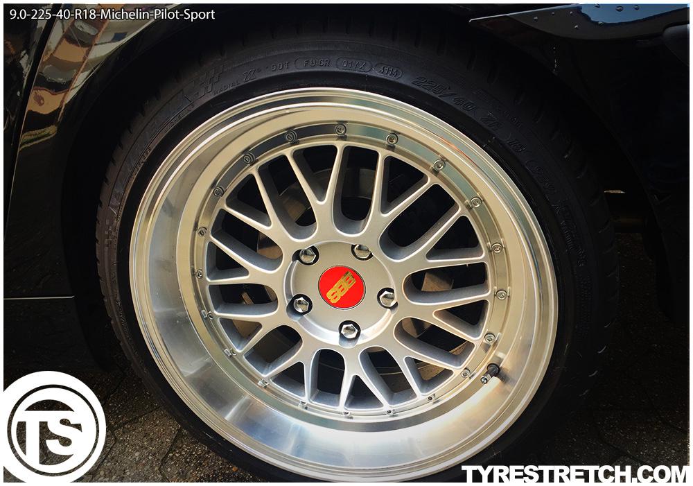 An example of tyre stretch: 225/40 R18 on 9.0J – MICHELIN