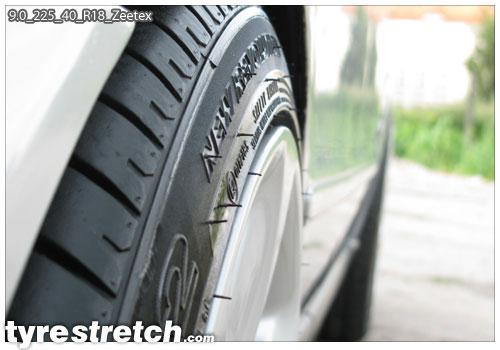 An example of tyre stretch: 225/40 R18 on 9.0J – ZEETEX