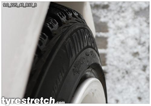 An example of tyre stretch: 225/45 R17 on 9.0J – BRIDGESTONE