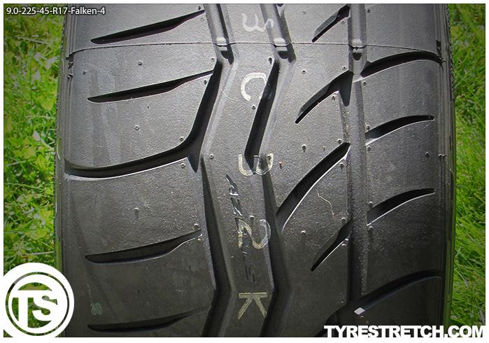 An example of tyre stretch: 225/45 R17 on 9.0J – FALKEN