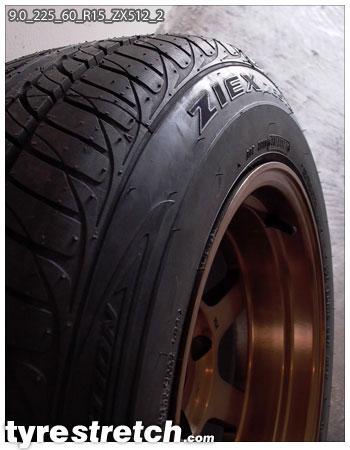 An example of tyre stretch: 225/60 R15 on 9.0J – FALKEN