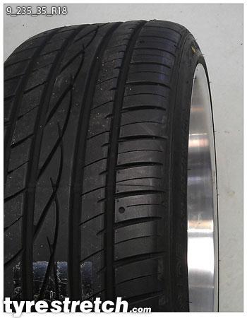 An example of tyre stretch: 235/35 R18 on 9.0J