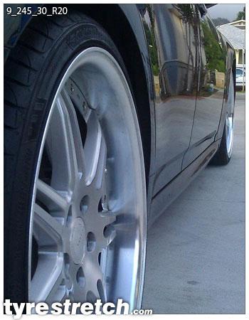 An example of tyre stretch: 245/30 R20 on 9.0J