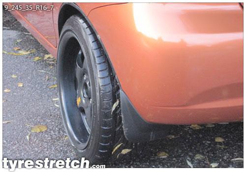 An example of tyre stretch: 245/35 R16 on 9.0J