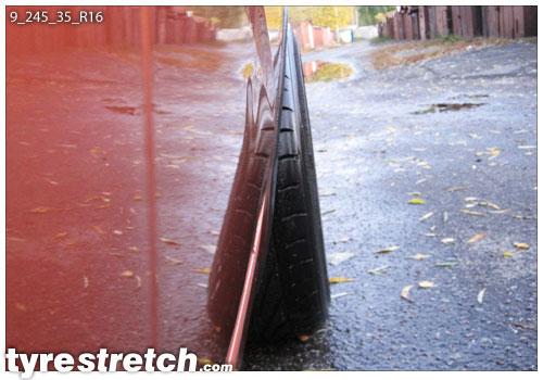 An example of tyre stretch: 245/35 R16 on 9.0J