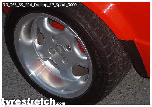 An example of tyre stretch: 255/35 R14 on 9.0J – DUNLOP