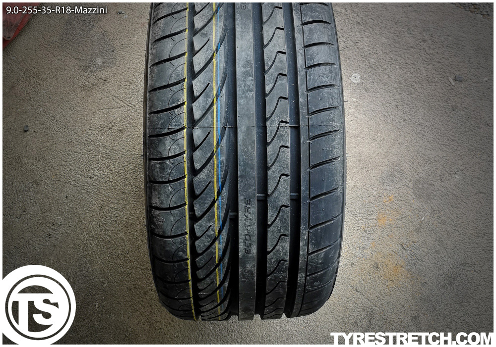 An example of tyre stretch: 255/35 R18 on 9.0J – MAZZINI