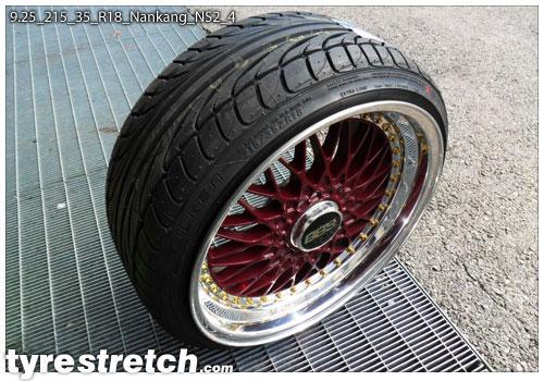 An example of tyre stretch: 215/35 R18 on 9.25J – NANKANG