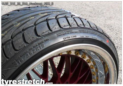 An example of tyre stretch: 215/35 R18 on 9.25J – NANKANG