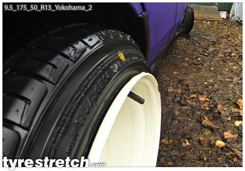 An example of tyre stretch: 175/50 R13 on 9.5J – YOKOHAMA