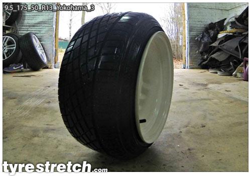 An example of tyre stretch: 175/50 R13 on 9.5J – YOKOHAMA