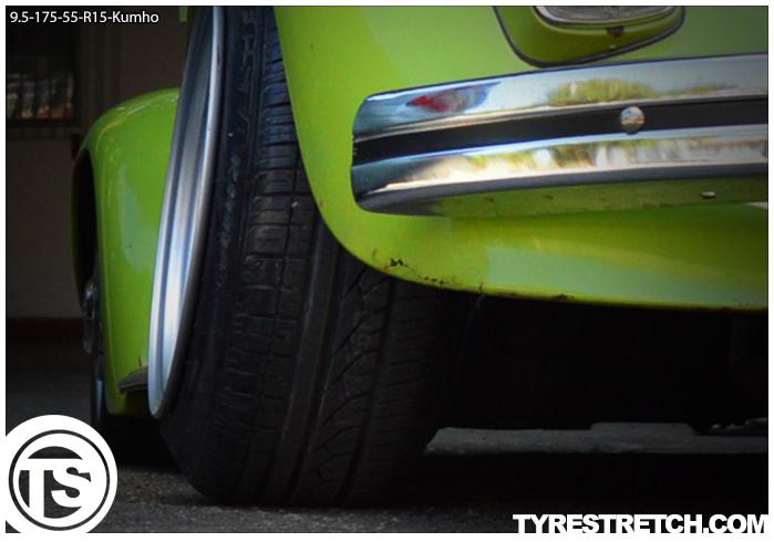 An example of tyre stretch: 175/55 R15 on 9.5J – KUMHO