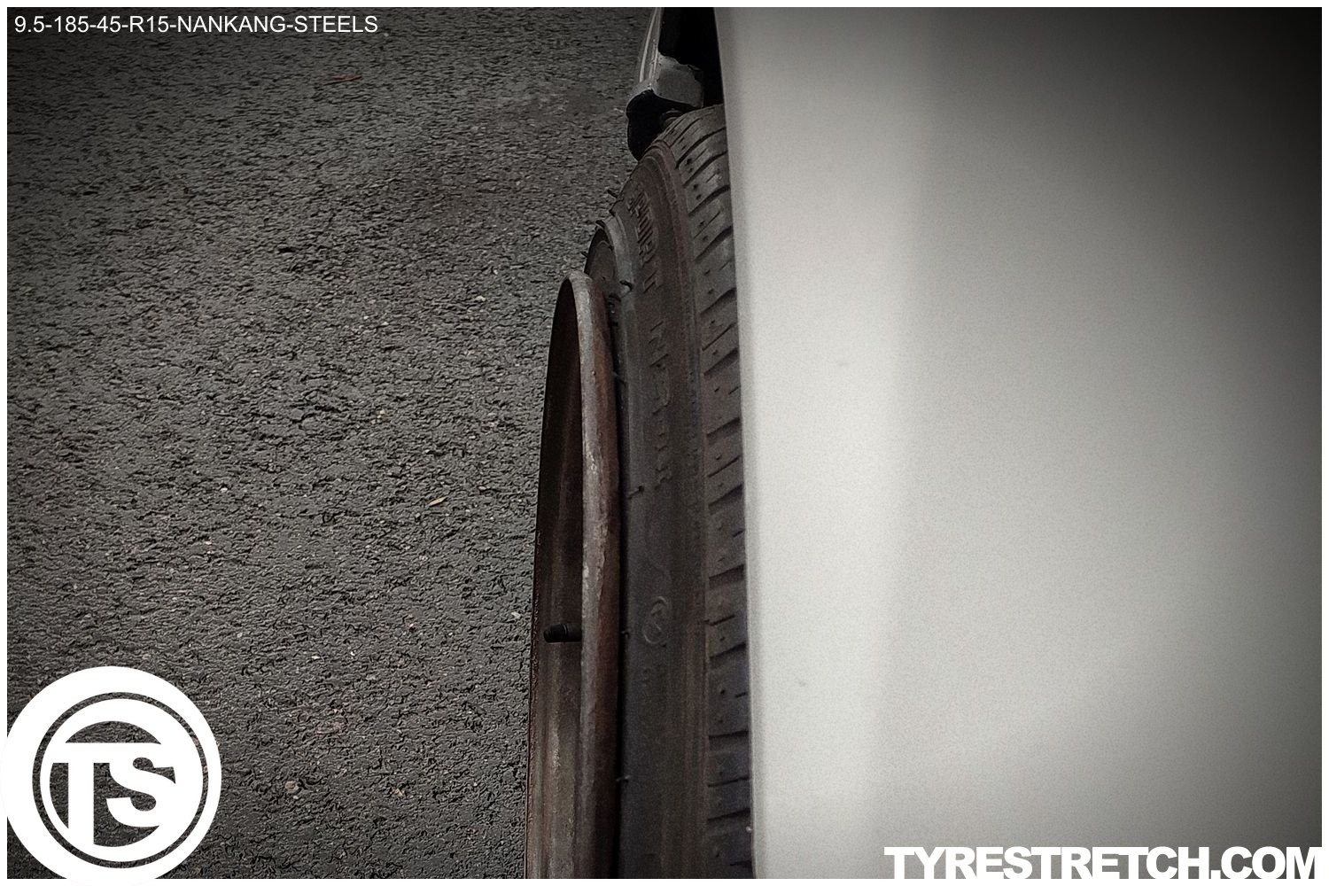 An example of tyre stretch: 185/45 R15 on 9.5J – NANKANG (STEELS)