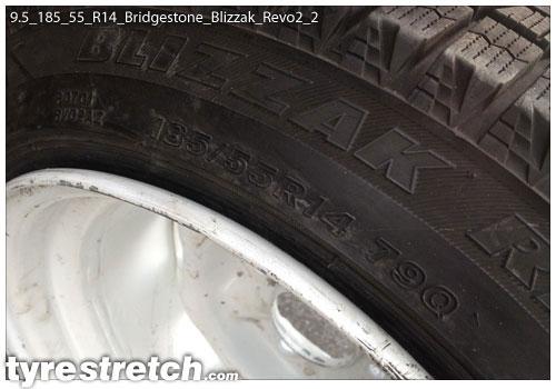 An example of tyre stretch: 185/55 R14 on 9.5J – BRIDGESTONE