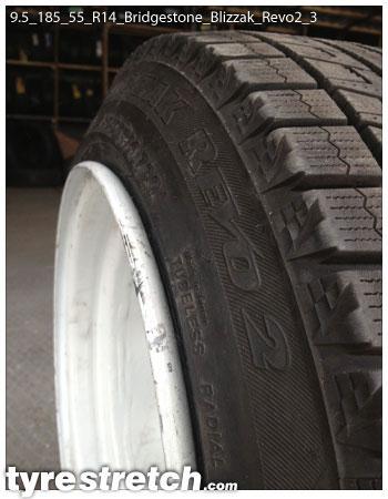 An example of tyre stretch: 185/55 R14 on 9.5J – BRIDGESTONE
