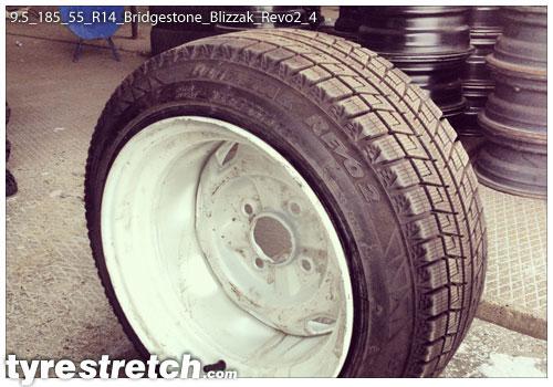 An example of tyre stretch: 185/55 R14 on 9.5J – BRIDGESTONE