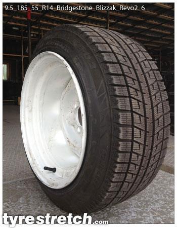 An example of tyre stretch: 185/55 R14 on 9.5J – BRIDGESTONE
