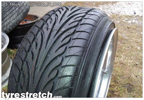 An example of tyre stretch: 195/40 R16 on 9.5J – DUNLOP